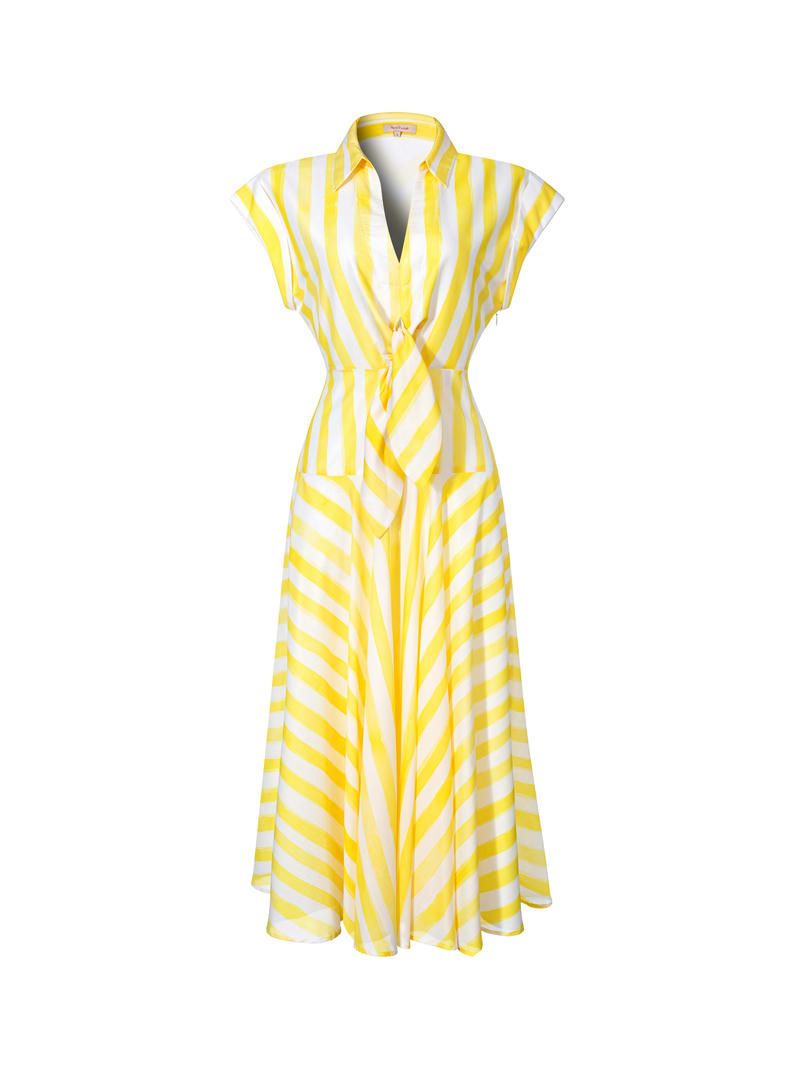 Front knot stripes dress