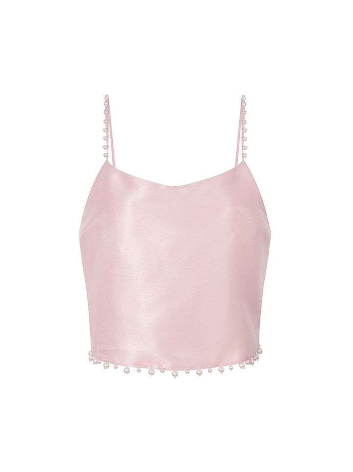 Pearl embellishment cropped top