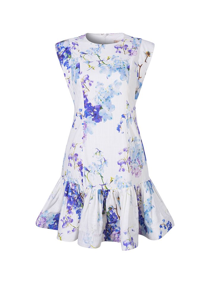 Printed ruffled dress