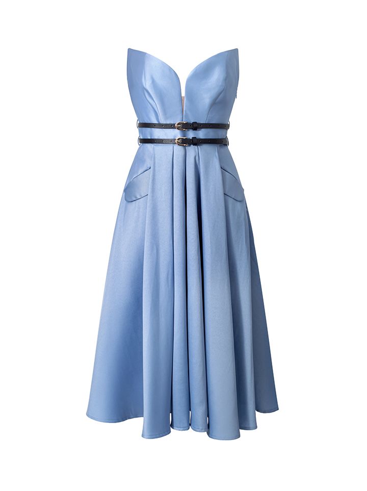 Belted crepe dress