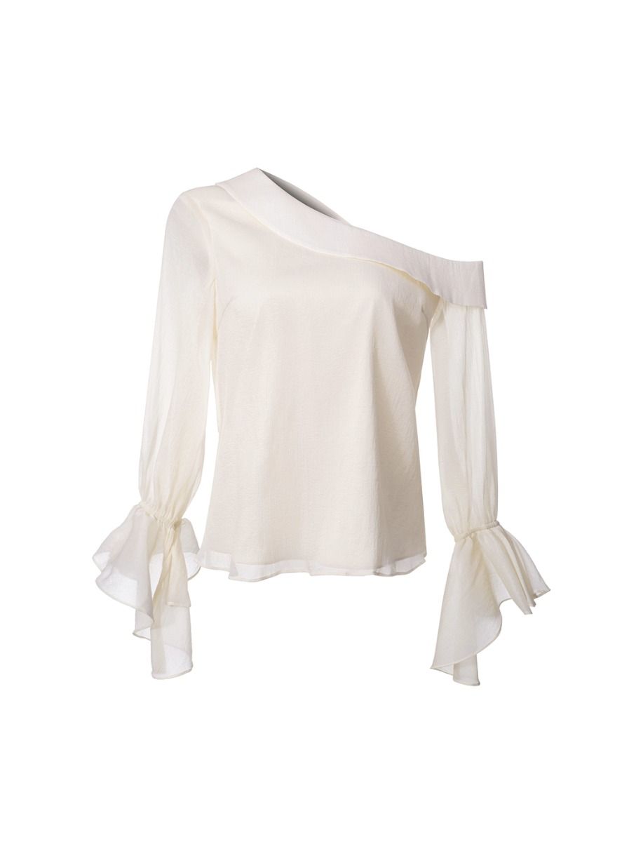 Asymmetrical neckline blouse