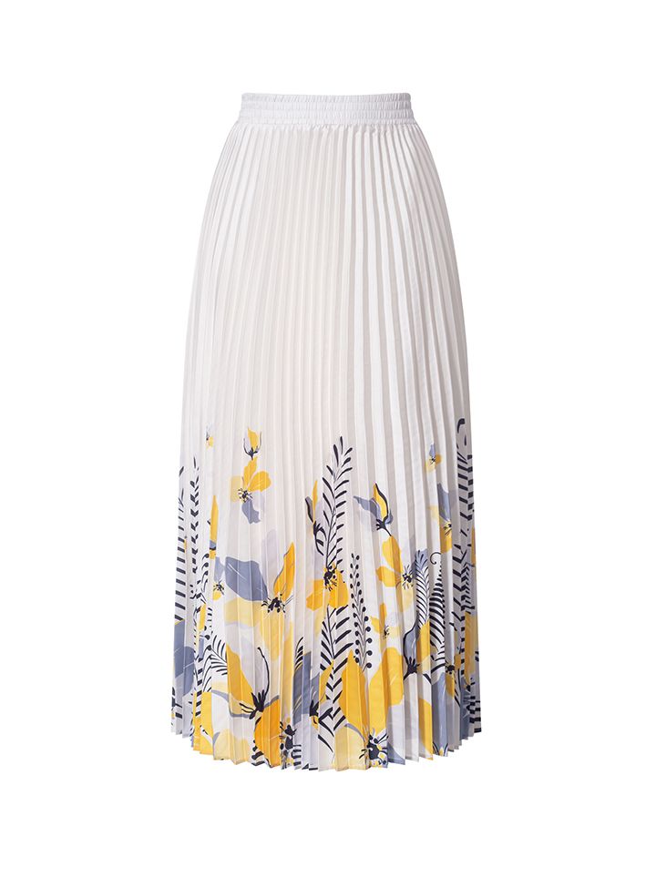 Pleated Printed Skirt