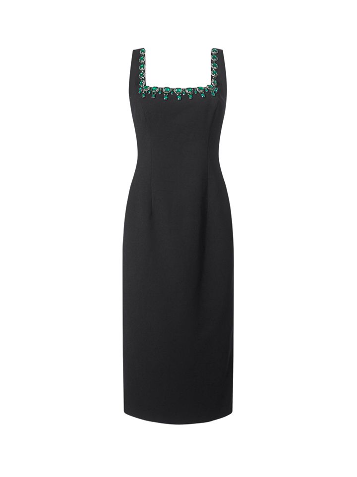 Embellished Neckline Dress