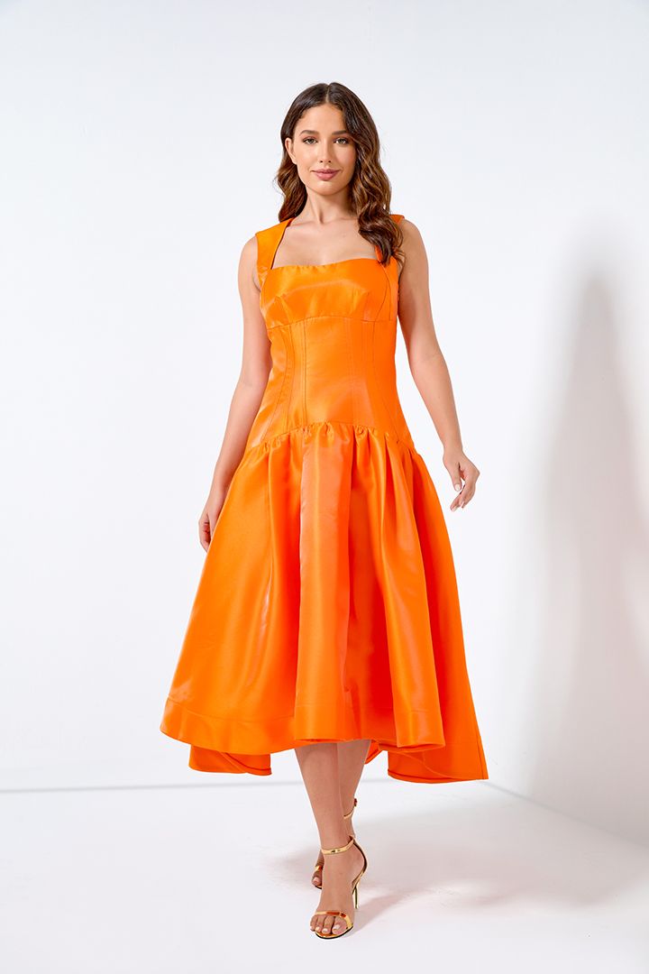 Taffeta fit and flare dress top