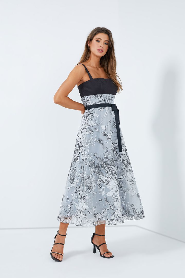 printed organza dress