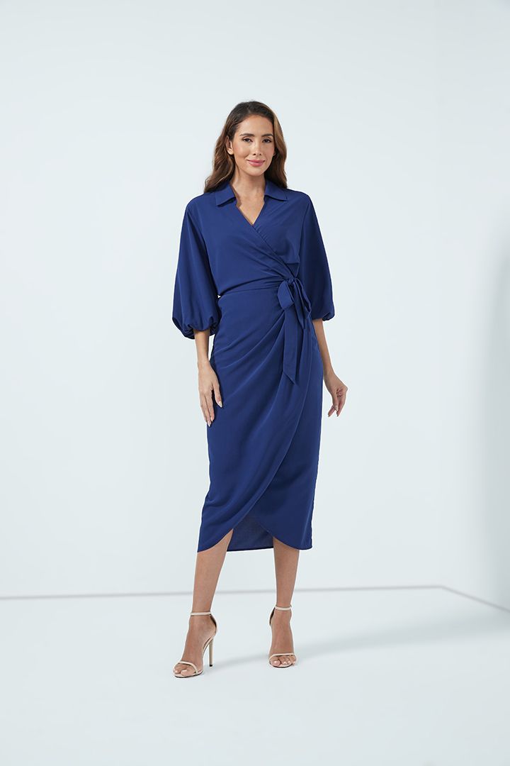 Blue wrap dress