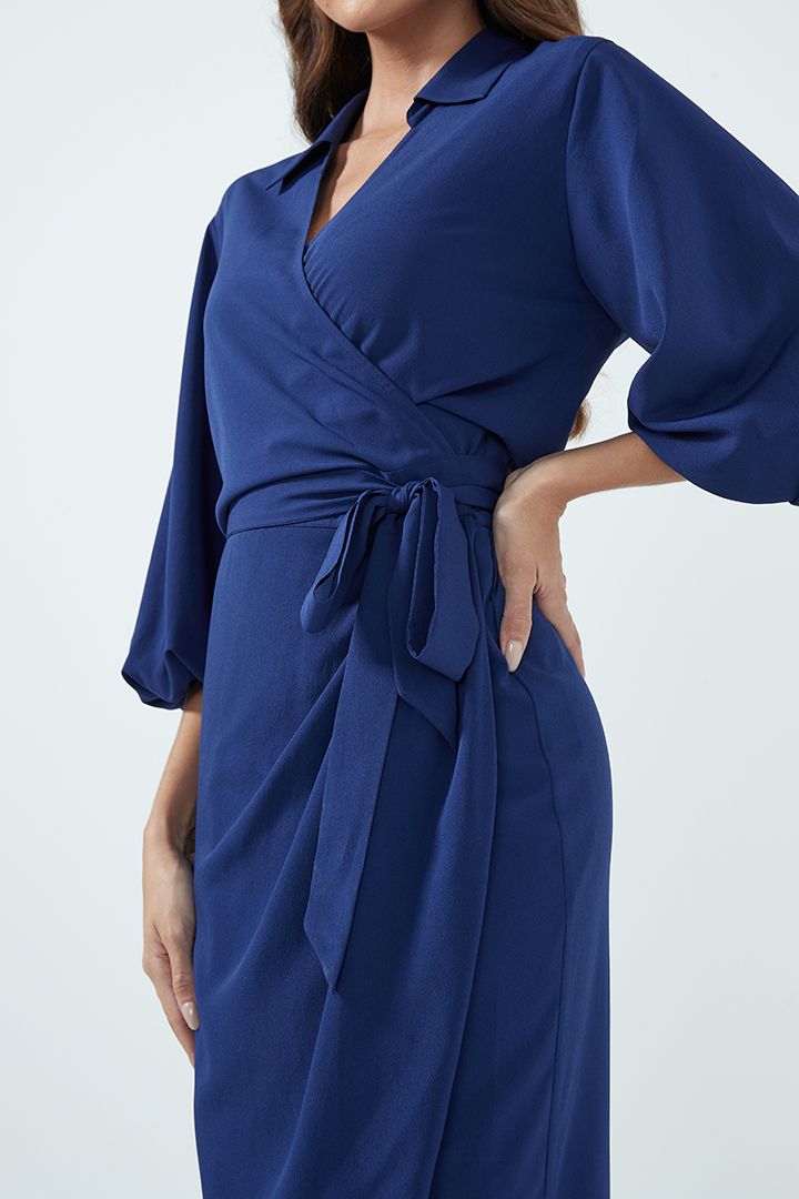 Blue wrap dress