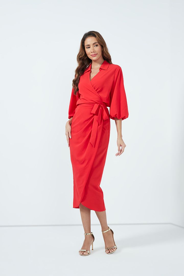 Red wrap dress