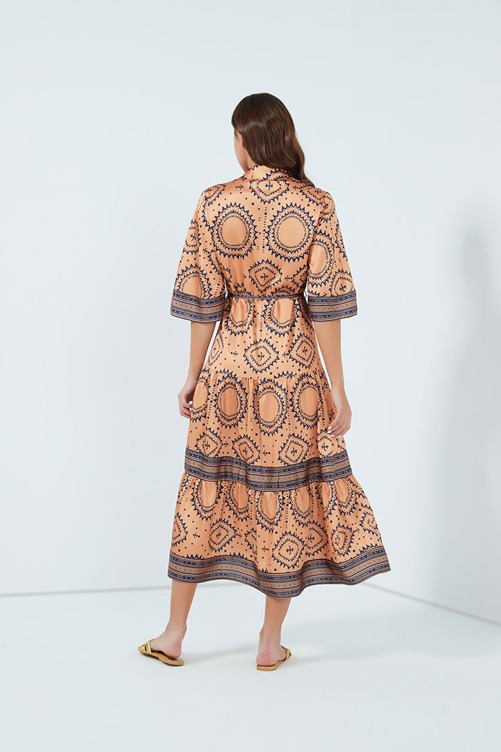 Self-tie printed dress