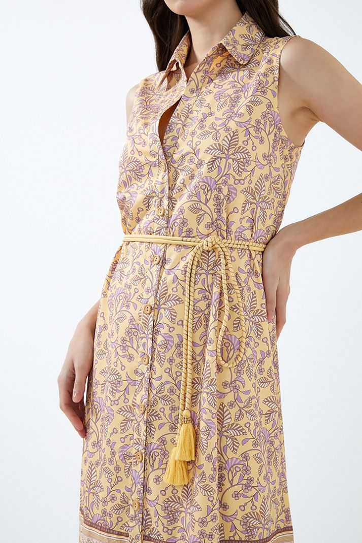 Collared printed dress