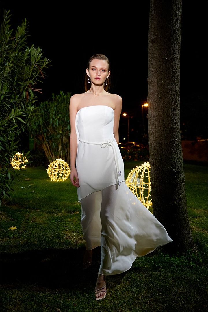 Off-White Chiffon Maxi Dress