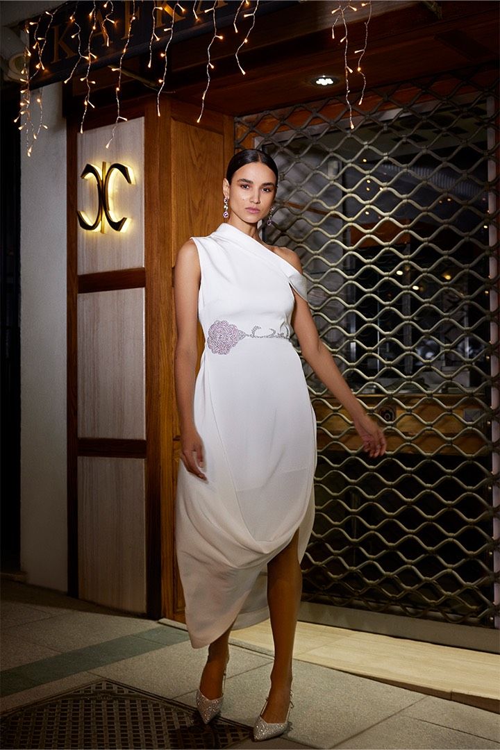 Off-White Draped Dress