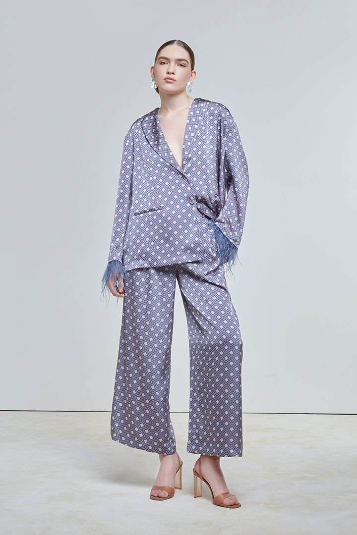 Polka dot satin pants