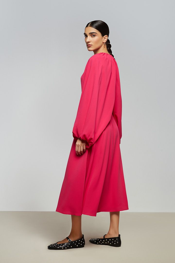 Oversized balloon sleeves dress