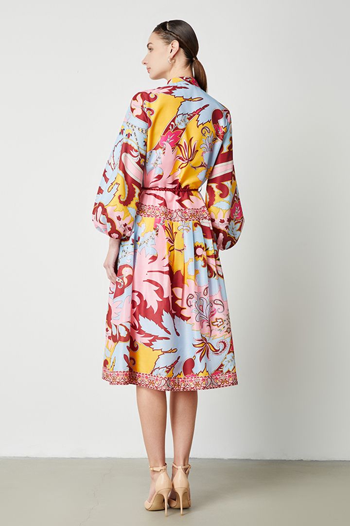 Printed Oversized Sleeves Dress