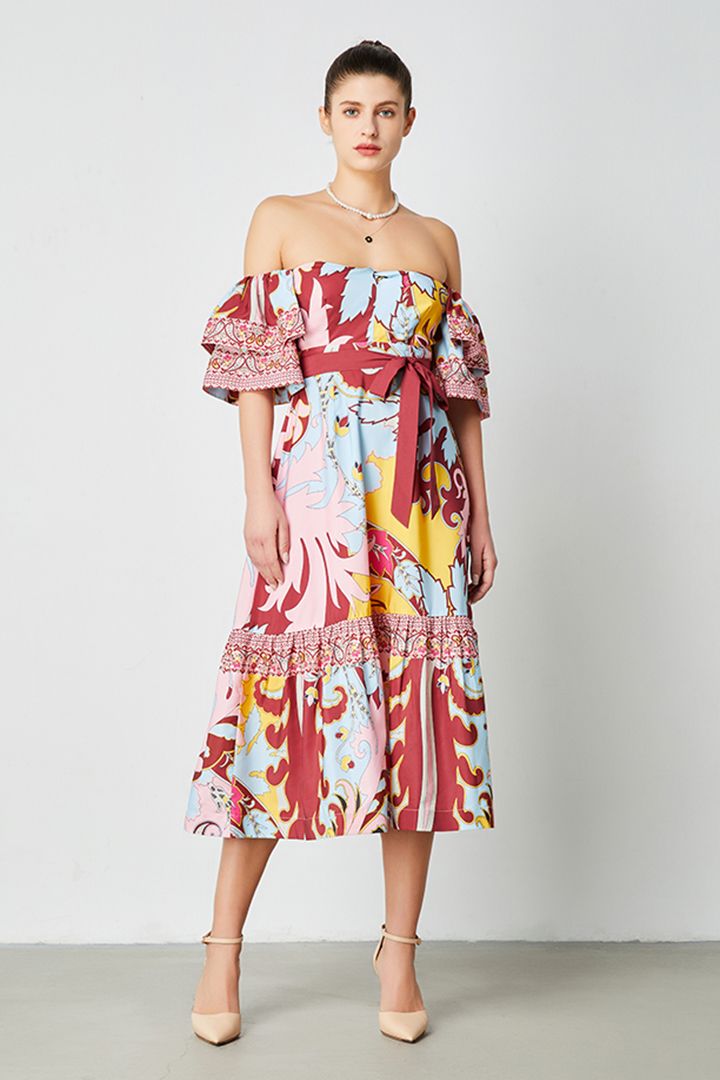 Printed Off Shoulder Dress