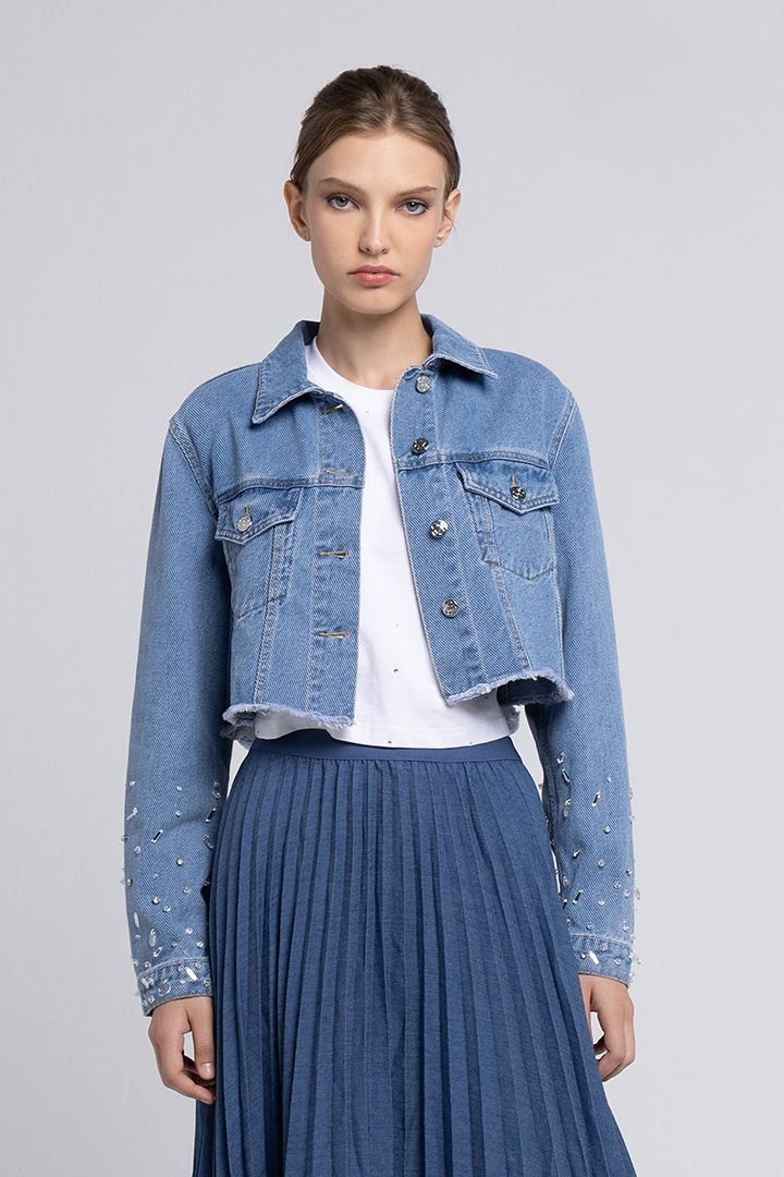 Denim embellished jacket