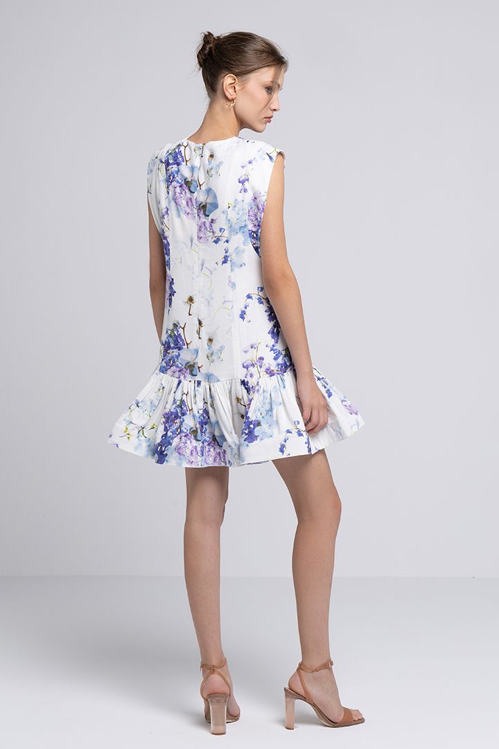 Printed ruffled dress