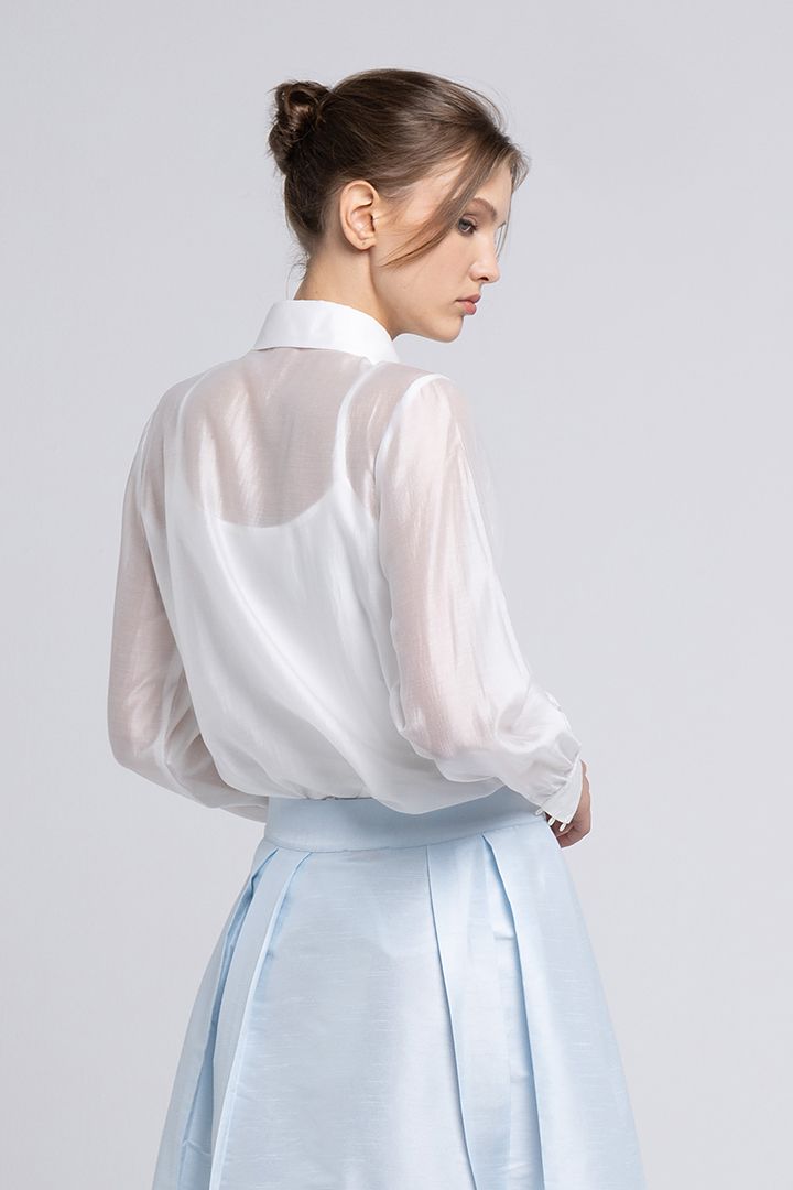 collar organza shirt