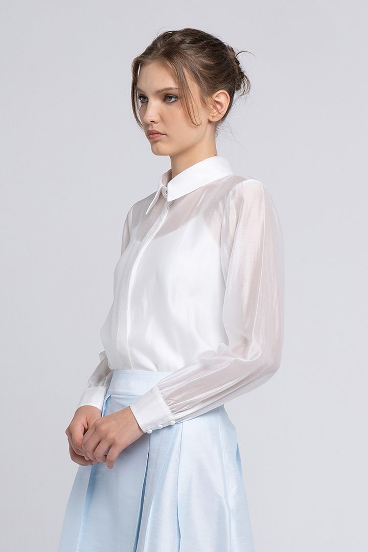 collar organza shirt