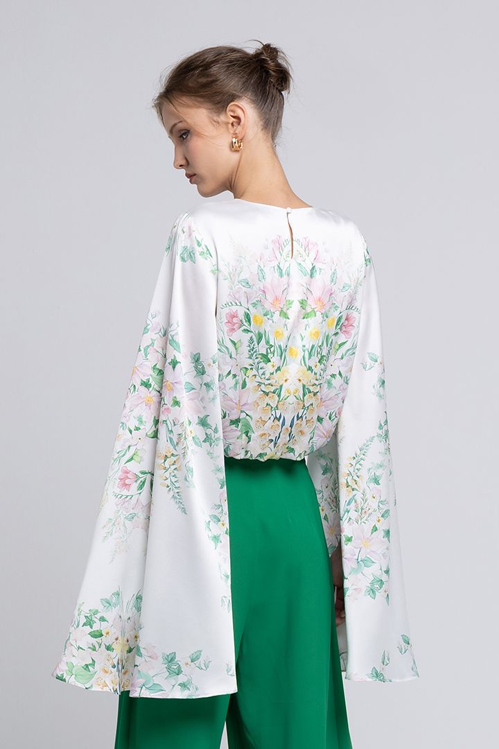 Printed cape sleeve top