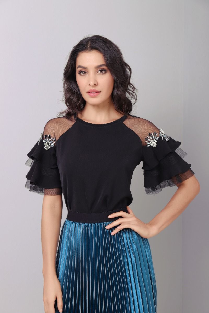 Tulle Sleeves Top