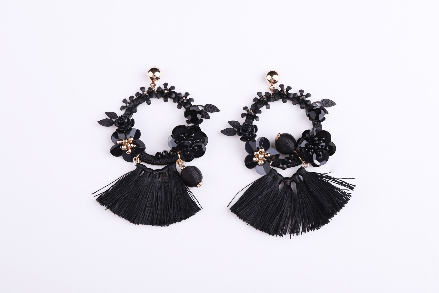 flower sequined earrings