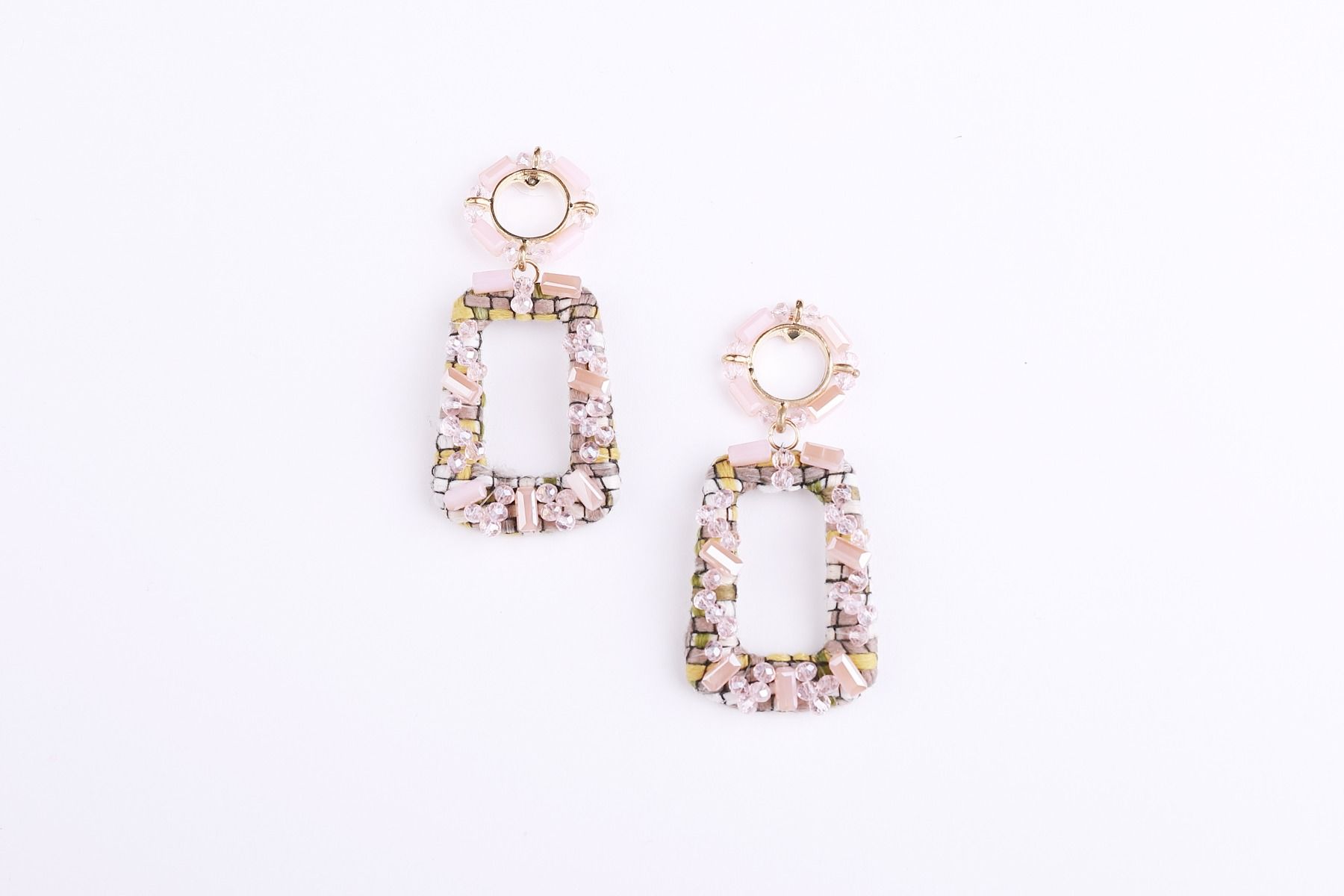 embellished square earrings 