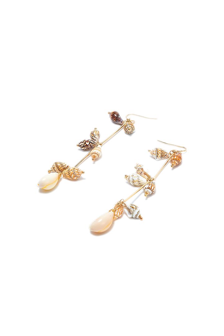 Shell long drop earrings