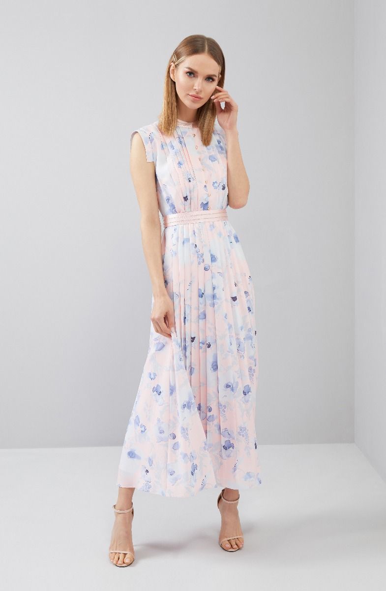 Floral Print Pleated Dress