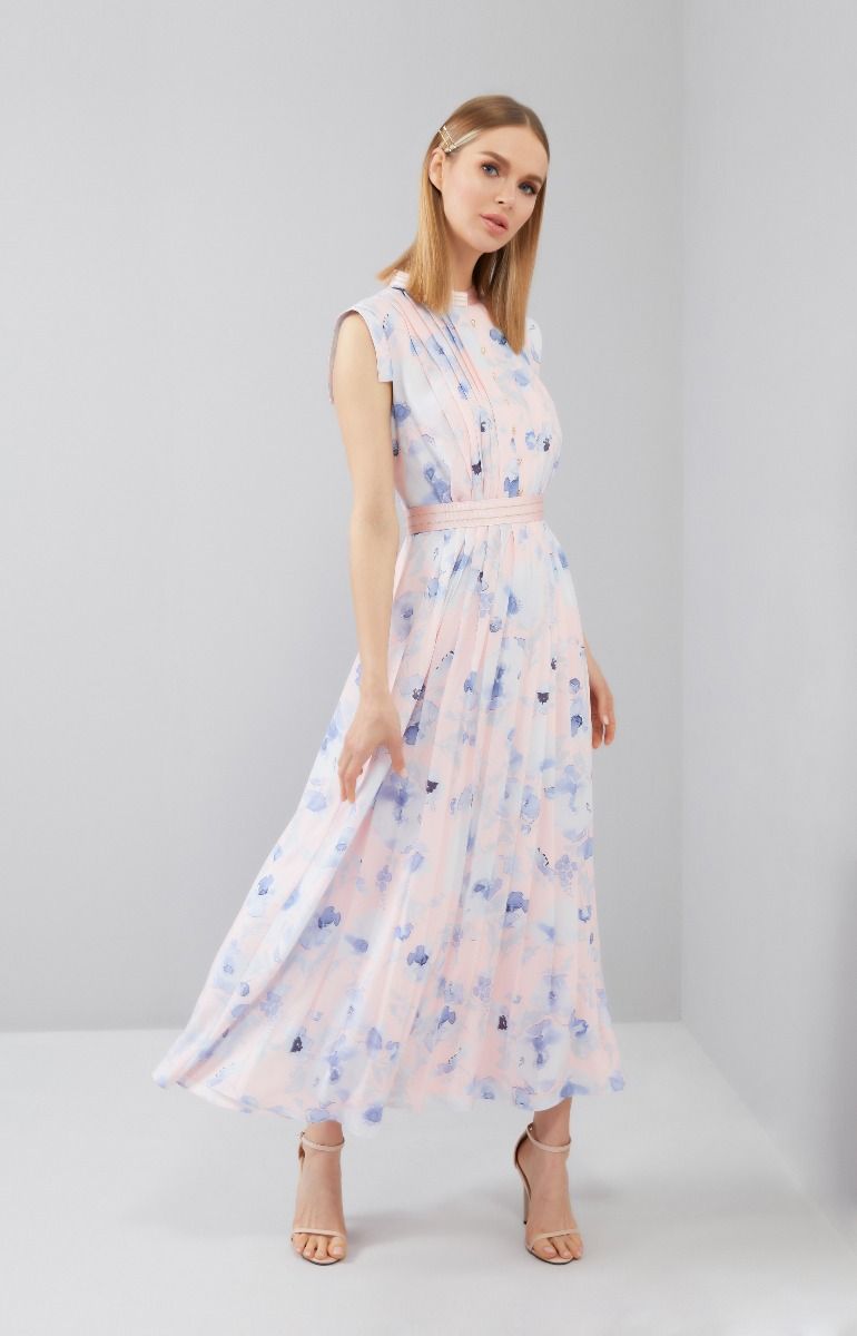 Floral Print Pleated Dress