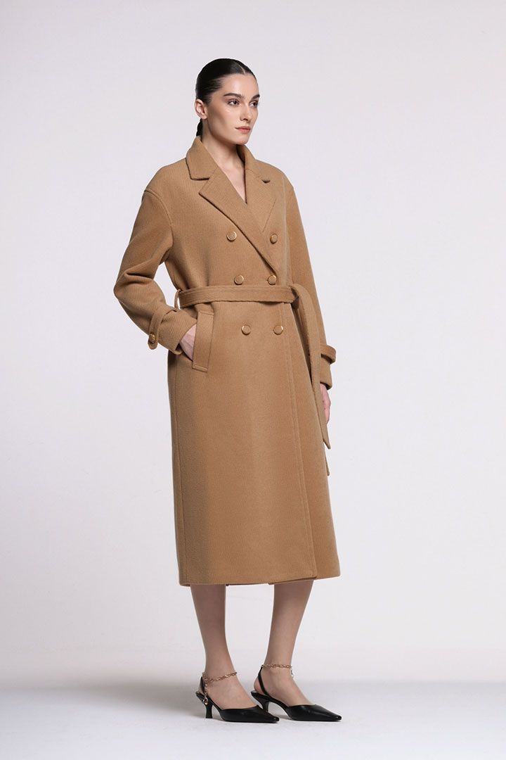 self-tie midi coat