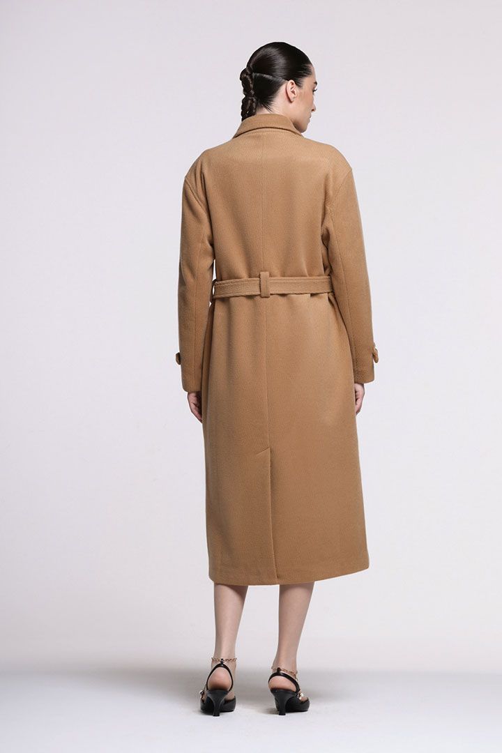 self-tie midi coat