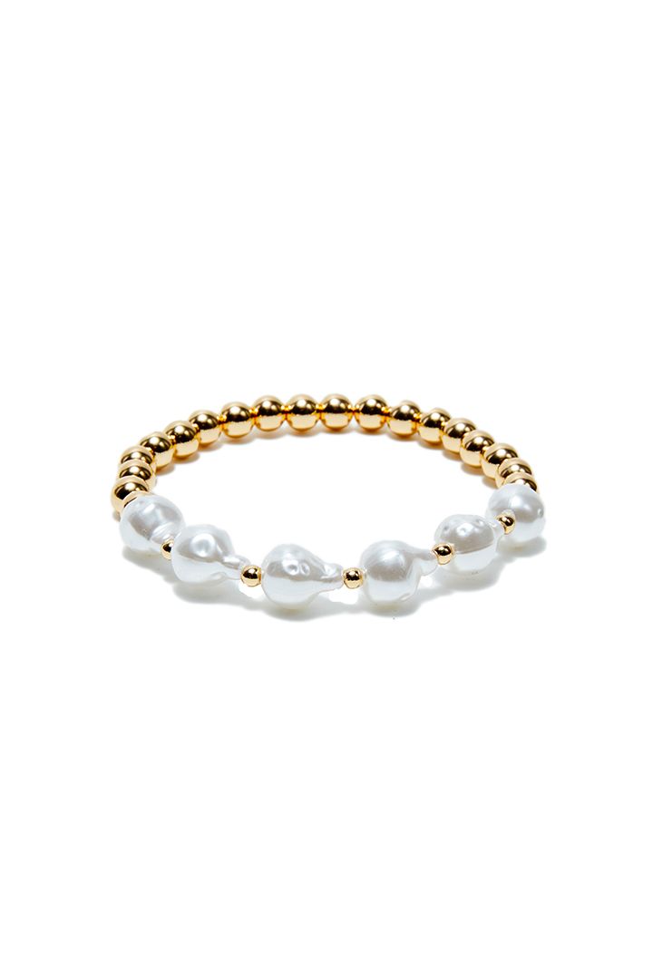 Chain pearl gold bracelet