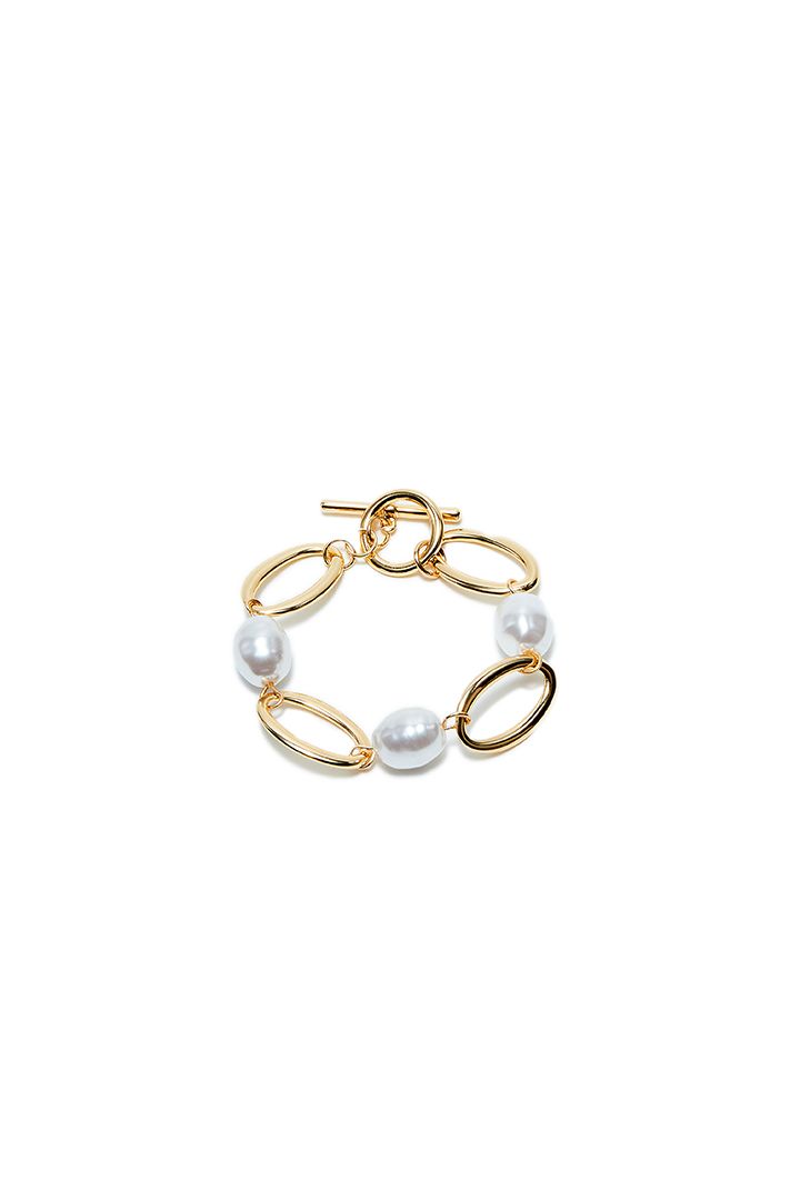 Chain pearl gold bracelet