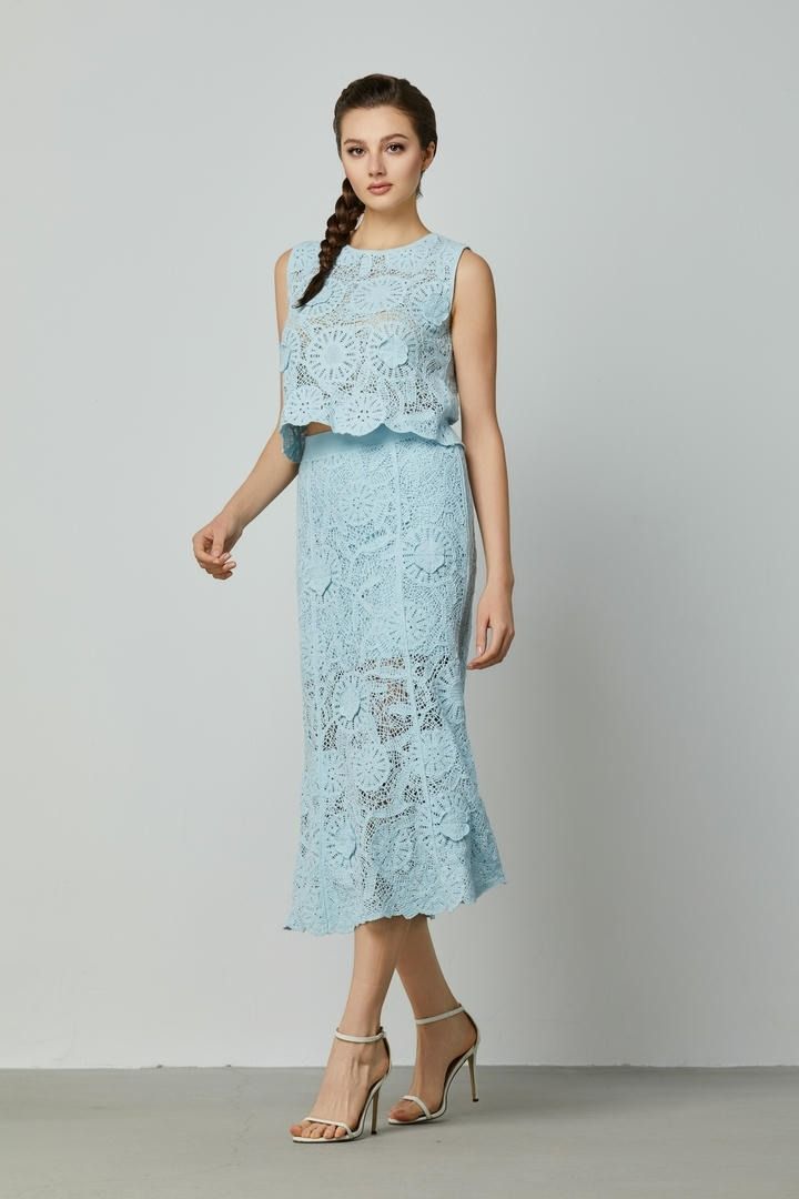 Floral Crochet A-Line Skirt