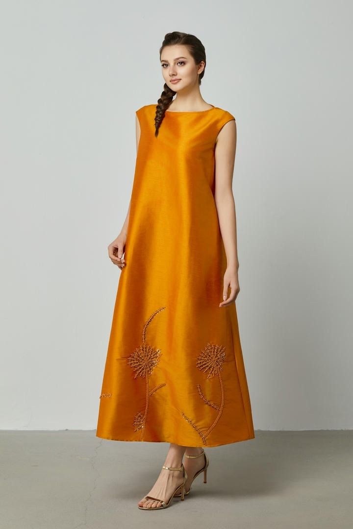 Orange embellished kaftan