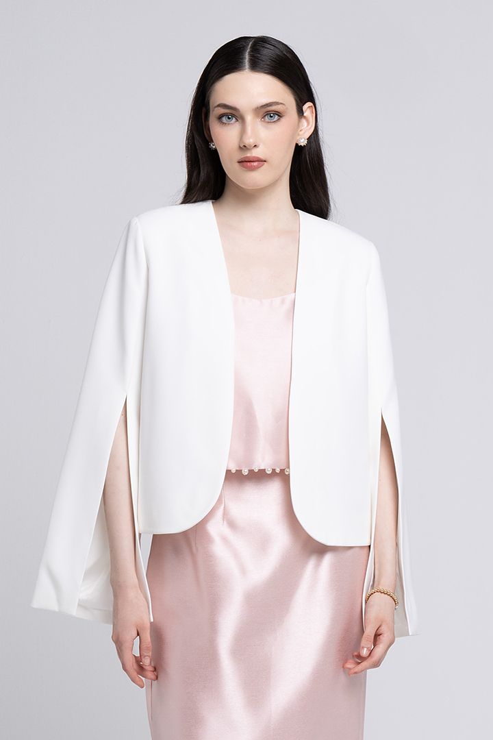 flared sleeves white blazer