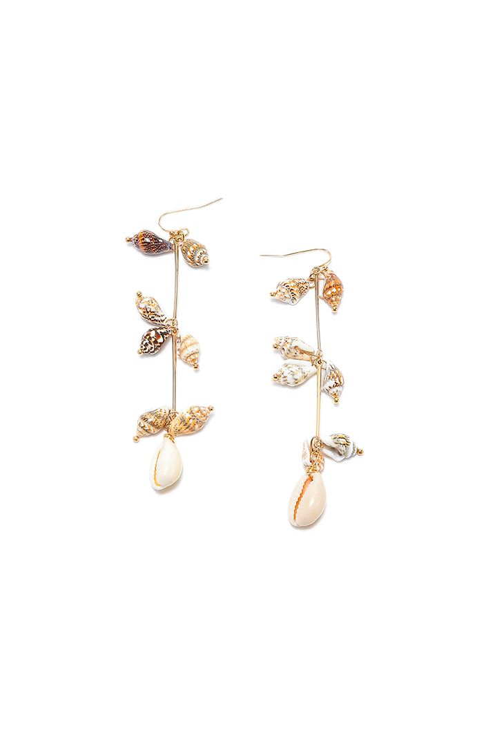 Shell long drop earrings