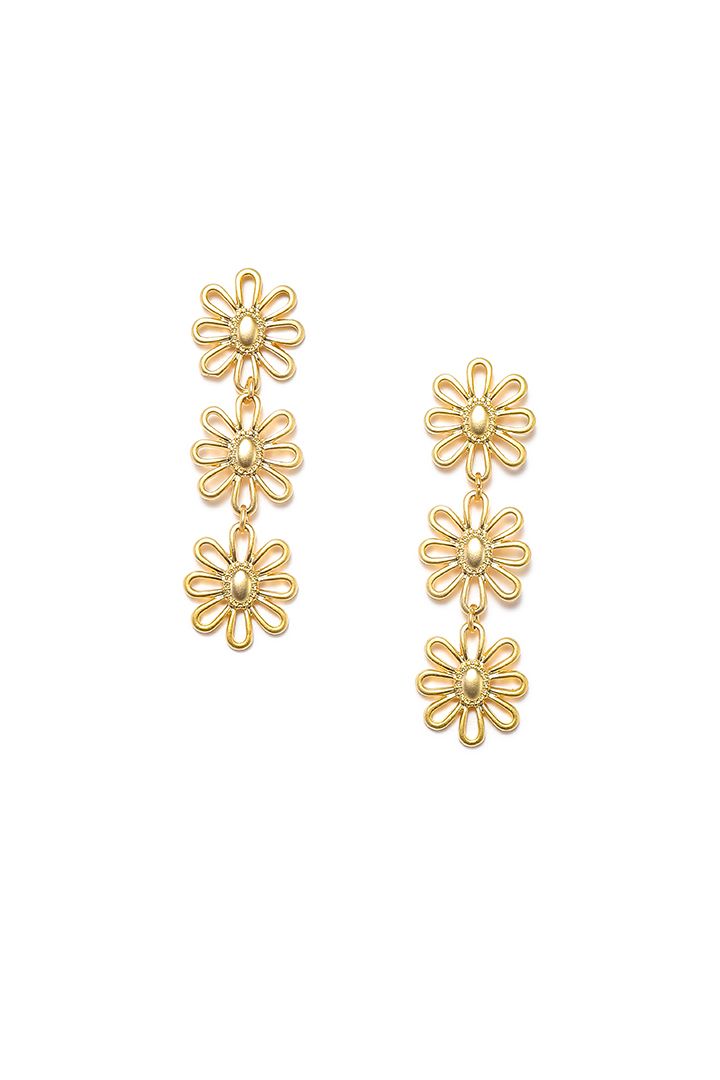 Floral long drop earrings